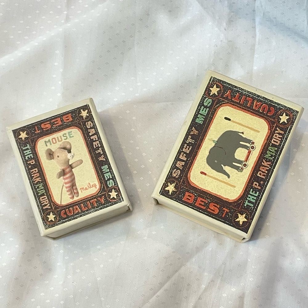 Lightly used Maileg USA Mice in Boxes.